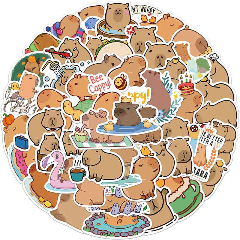 10/30/50PCS Cute Cartoon Capybara PVC Graffiti Stickers