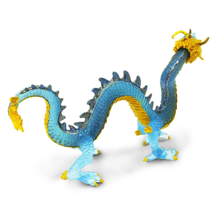 Krystal Blue Dragon Toy - Ancient Chinese Serpentine Dragon with Good Fortune