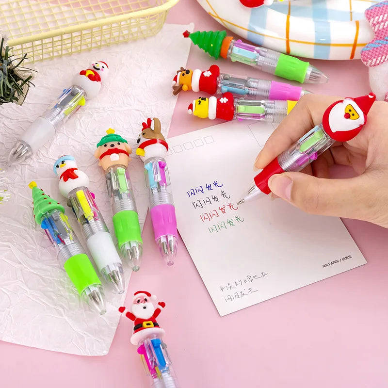 30Pcs/Lot Cute Mini Ballpoint Pen Christmas Series 4 Color Ball Pens For Kids School Writing Supplies