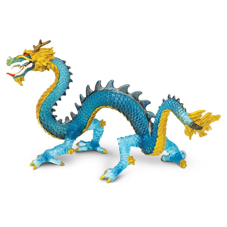 Krystal Blue Dragon Toy - Ancient Chinese Serpentine Dragon with Good Fortune