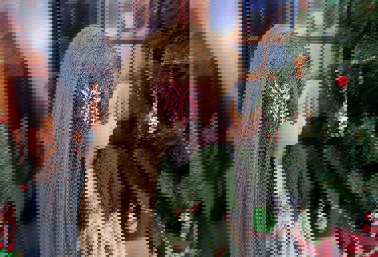 Pine Cone Noel - Dress with Sweater & Boots for Ruby Red Fashion Friends Doll