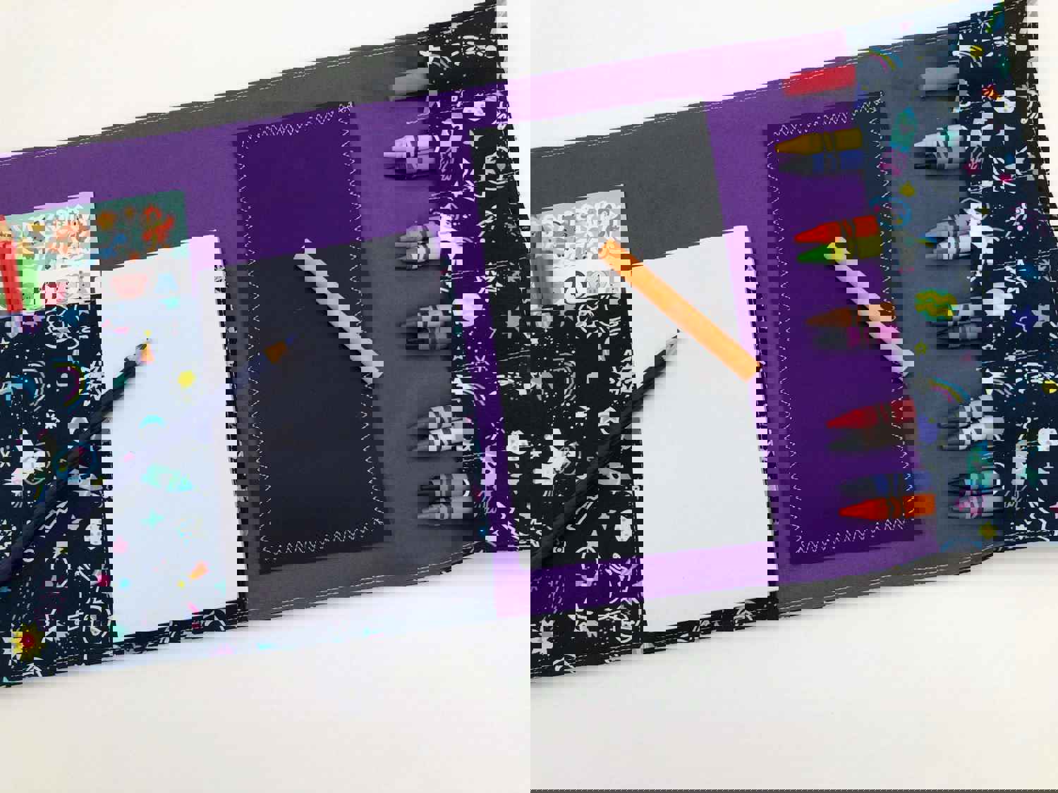 Creative Crayon Wallet - Unicorns & Outer Space Chalk Board Roll Up for Toddlers