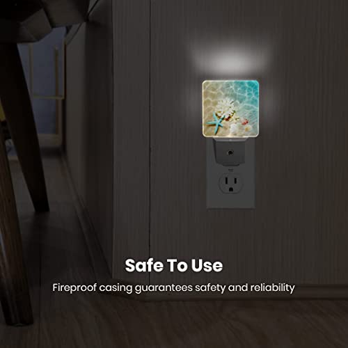 Starfish Coral and Seashell Plug-in Night Light with Smart Sensor for Home Decor