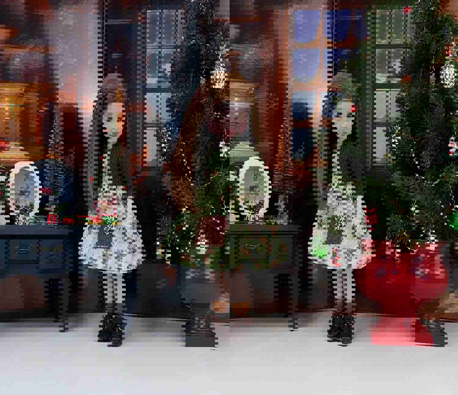 Pine Cone Noel - Dress with Sweater & Boots for Ruby Red Fashion Friends Doll