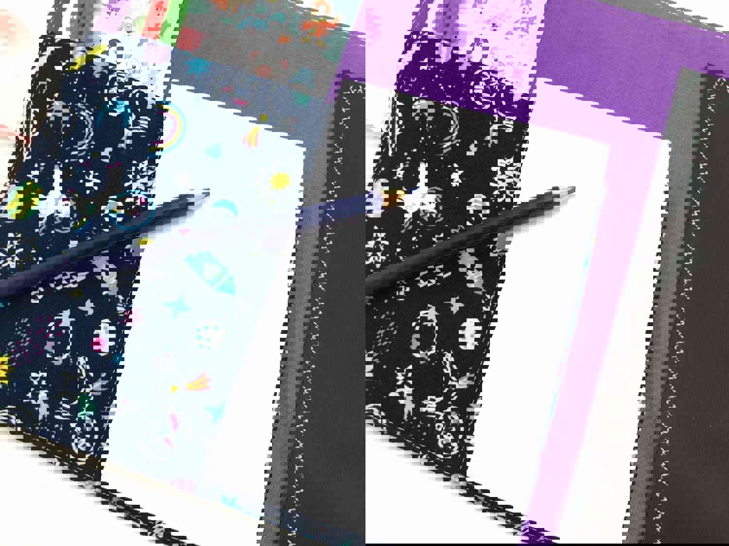 Creative Crayon Wallet - Unicorns & Outer Space Chalk Board Roll Up for Toddlers