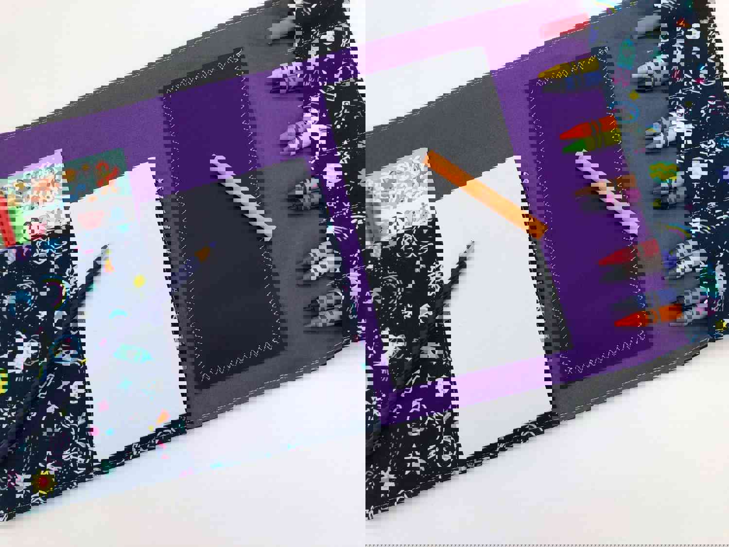 Creative Crayon Wallet - Unicorns & Outer Space Chalk Board Roll Up for Toddlers