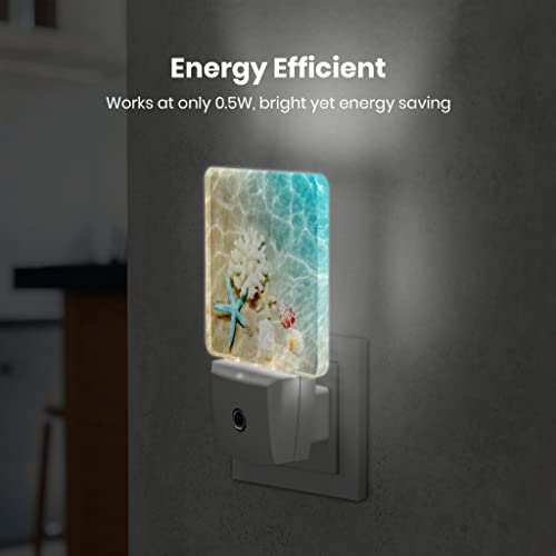 Starfish Coral and Seashell Plug-in Night Light with Smart Sensor for Home Decor