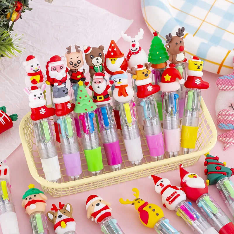 30Pcs/Lot Cute Mini Ballpoint Pen Christmas Series 4 Color Ball Pens For Kids School Writing Supplies