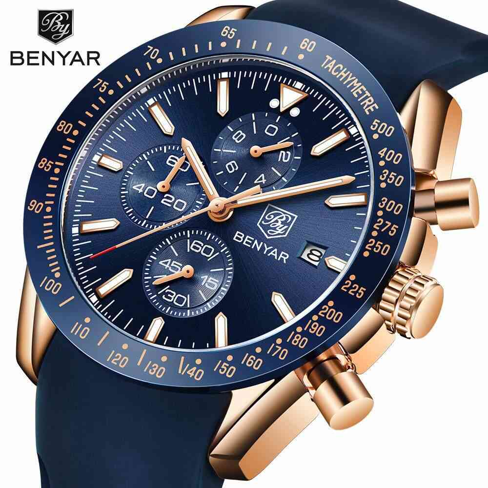 Benyar Mens Quartz Watch - Multifunctional Waterproof Sports Fashion Watch