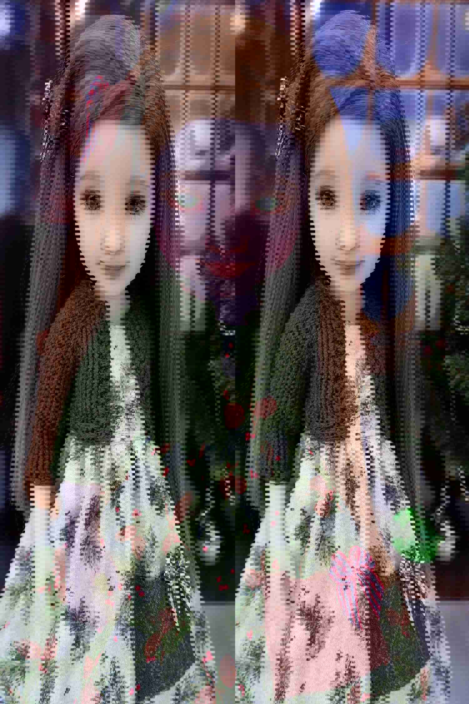 Pine Cone Noel - Dress with Sweater & Boots for Ruby Red Fashion Friends Doll