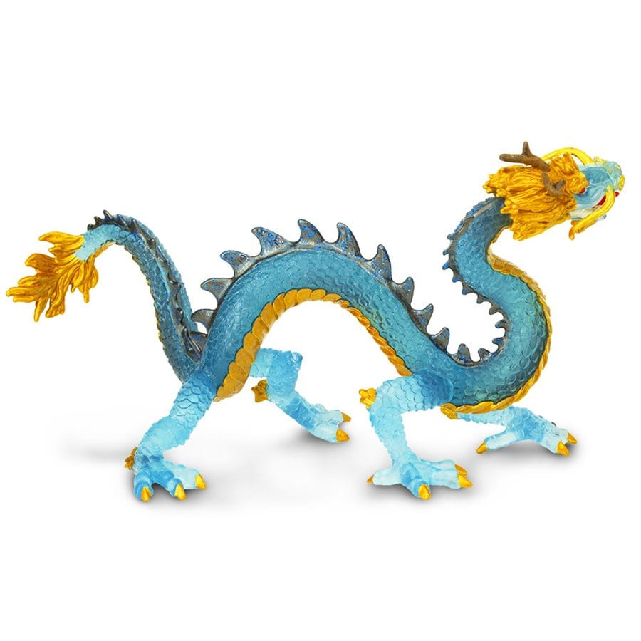 Krystal Blue Dragon Toy - Ancient Chinese Serpentine Dragon with Good Fortune