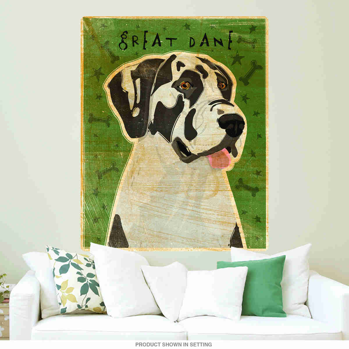 Harlequin Great Dane Uncropped Ears Dog Wall Decal