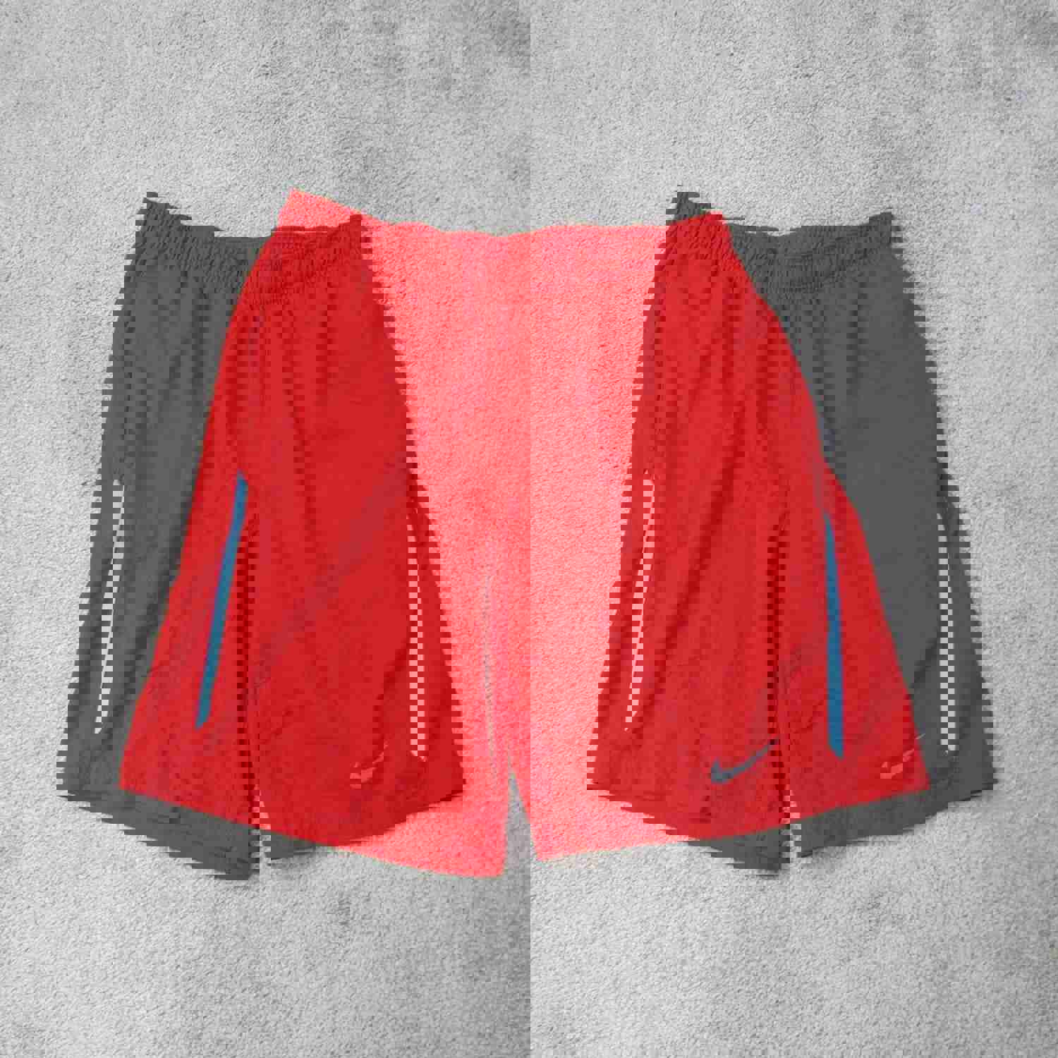 Nike Men's Medium Red Dri-Fit Activewear Shorts with Sports Logo