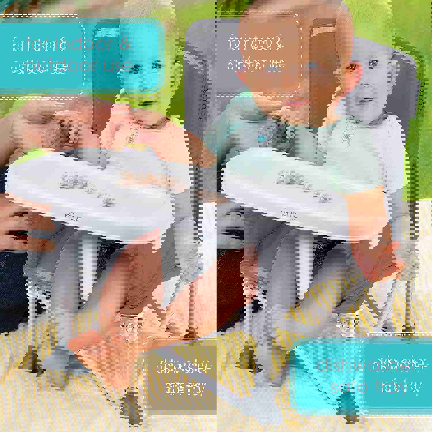 Summer Pop ‘N Sit Portable Booster Baby Chair - Gray, Indoor/Outdoor Use