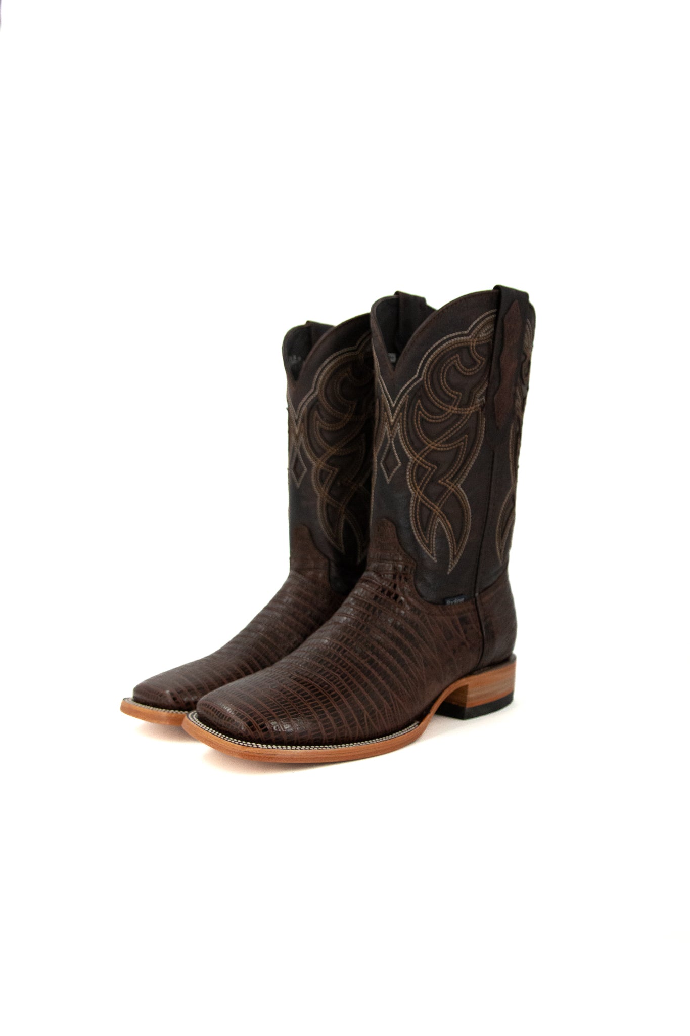 Imit. Lizard Square Toe Cowboy Boot - Genuine Leather Made in Mexico