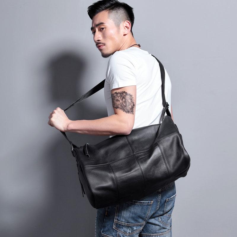 Cool Black Leather Men's Weekender Bag