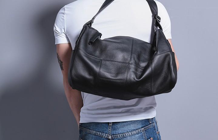 Cool Black Leather Men's Weekender Bag