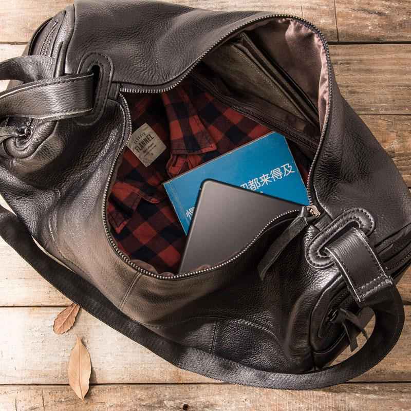 Cool Black Leather Men's Weekender Bag