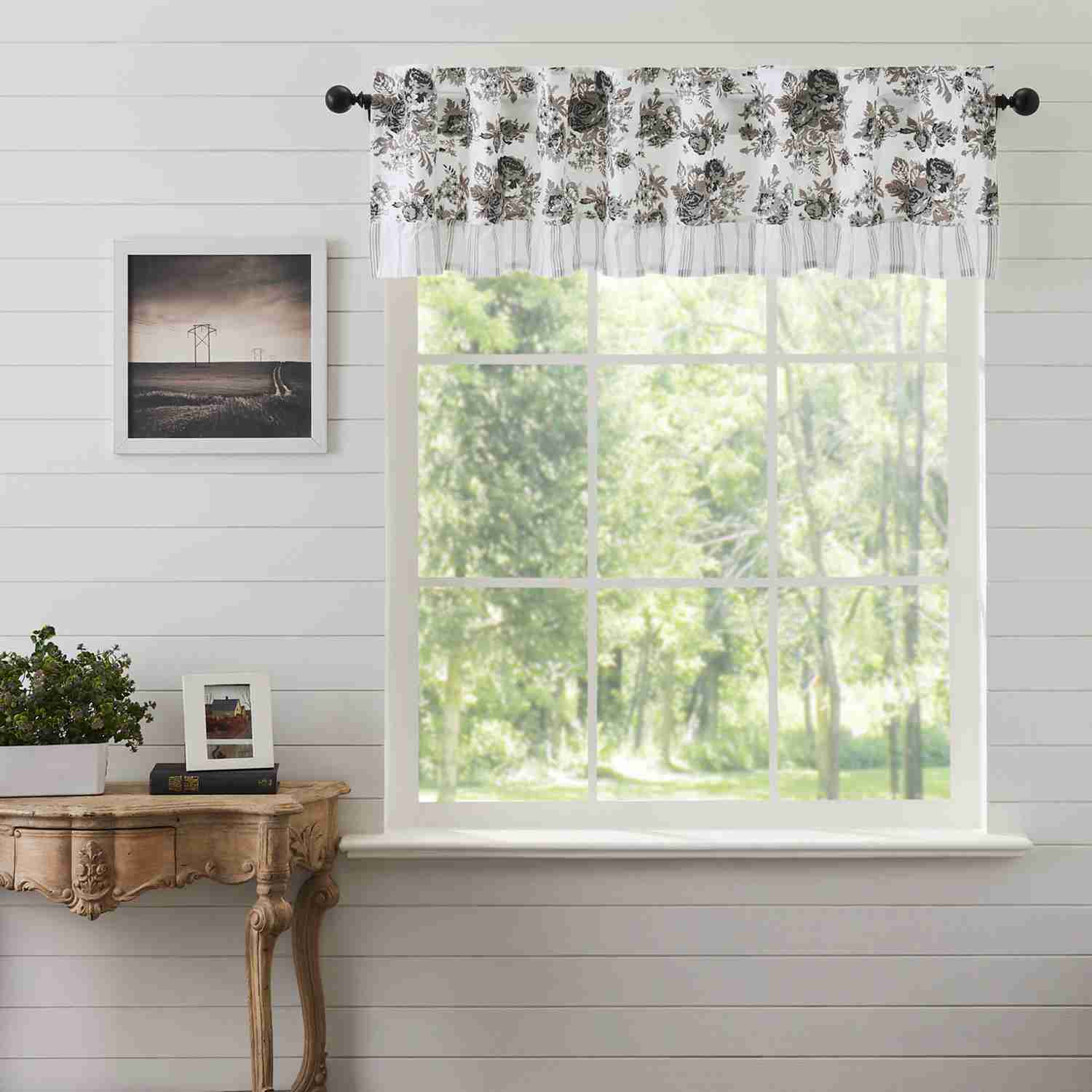 Annie Portabella Floral Ruffled Valance Curtain 16x72 - French Country Style