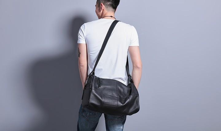 Cool Black Leather Men's Weekender Bag