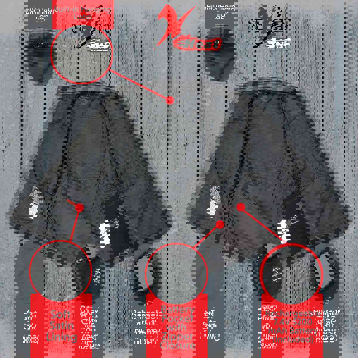 Nexgen Heat Women's NXL2601SET Bonnie Black - Grey Heated Flannel Shirt for Outdoor Activities with Rechargeable Battery