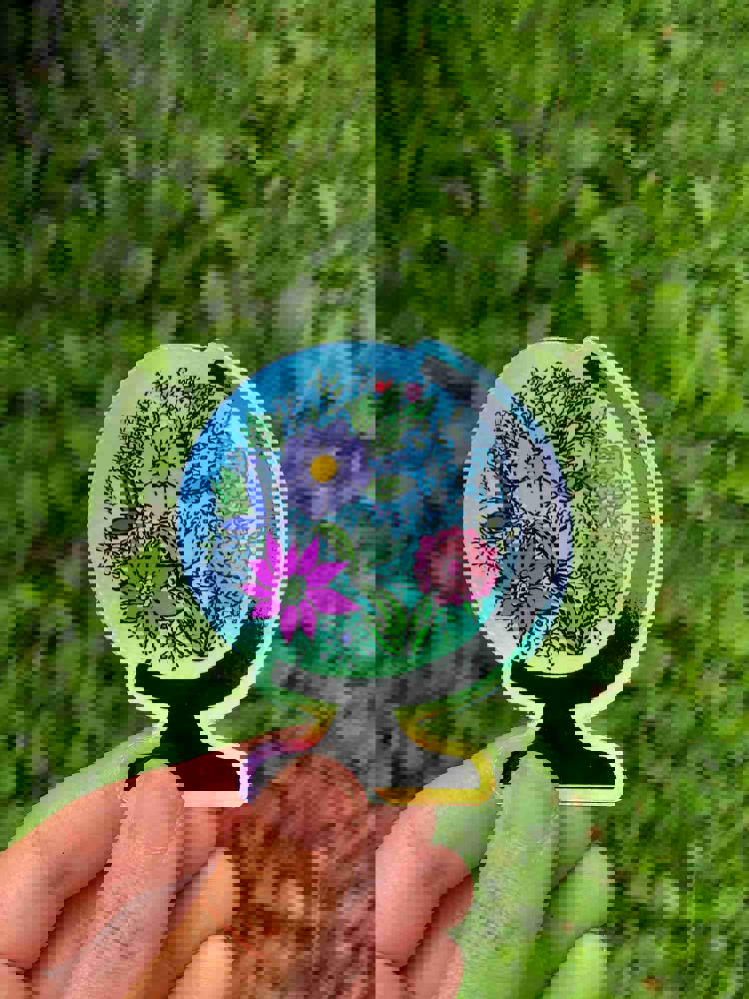 Flower Globe Sticker Decal for Laptops and Water Bottles