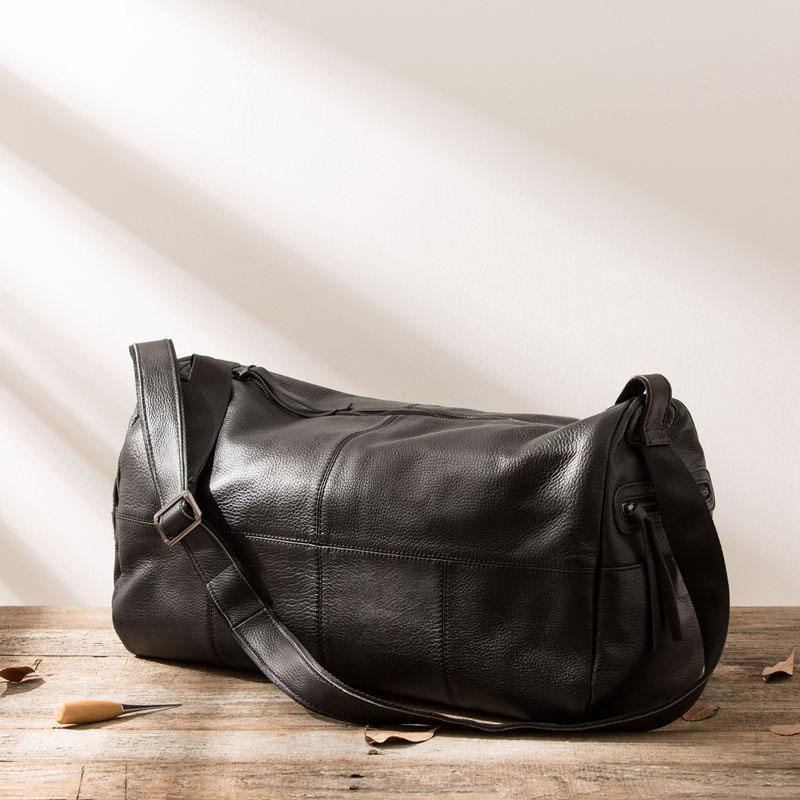 Cool Black Leather Men's Weekender Bag