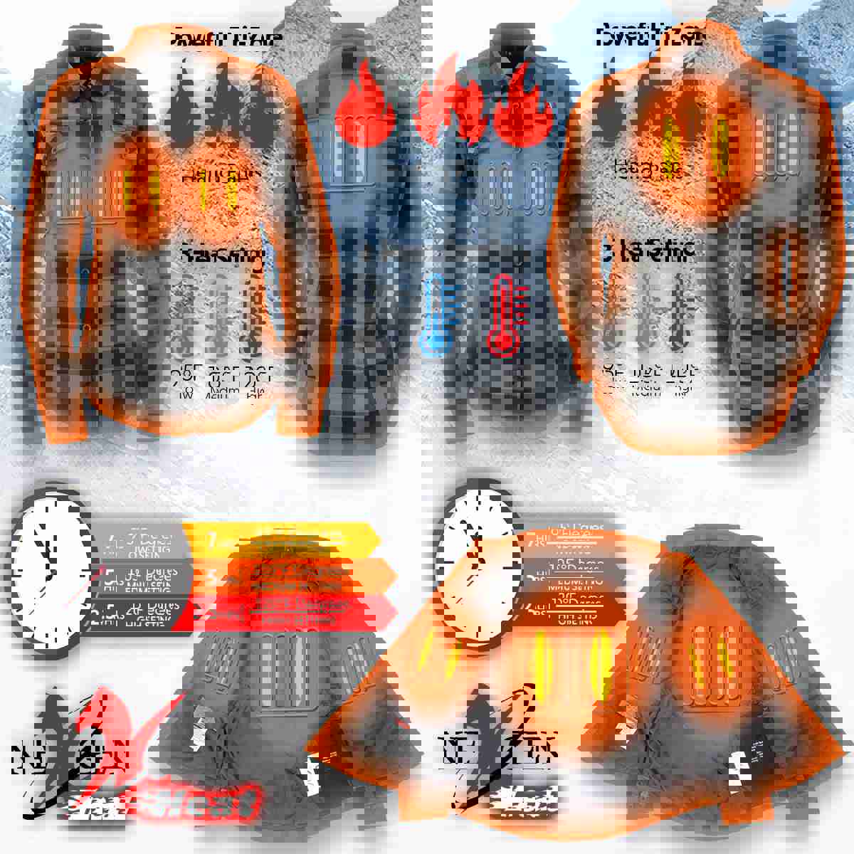 Nexgen Heat Women's NXL2601SET Bonnie Black - Grey Heated Flannel Shirt for Outdoor Activities with Rechargeable Battery