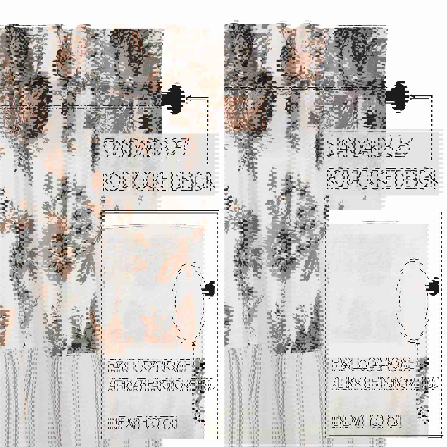 Annie Portabella Floral Ruffled Valance Curtain 16x72 - French Country Style