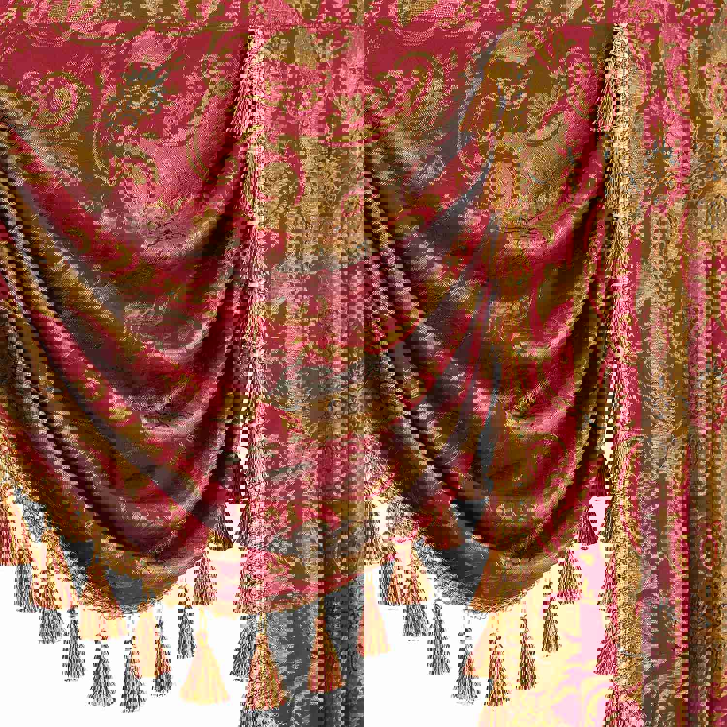 Florence Swag Valance - Classic Damask Pattern Window Waterfall Valance