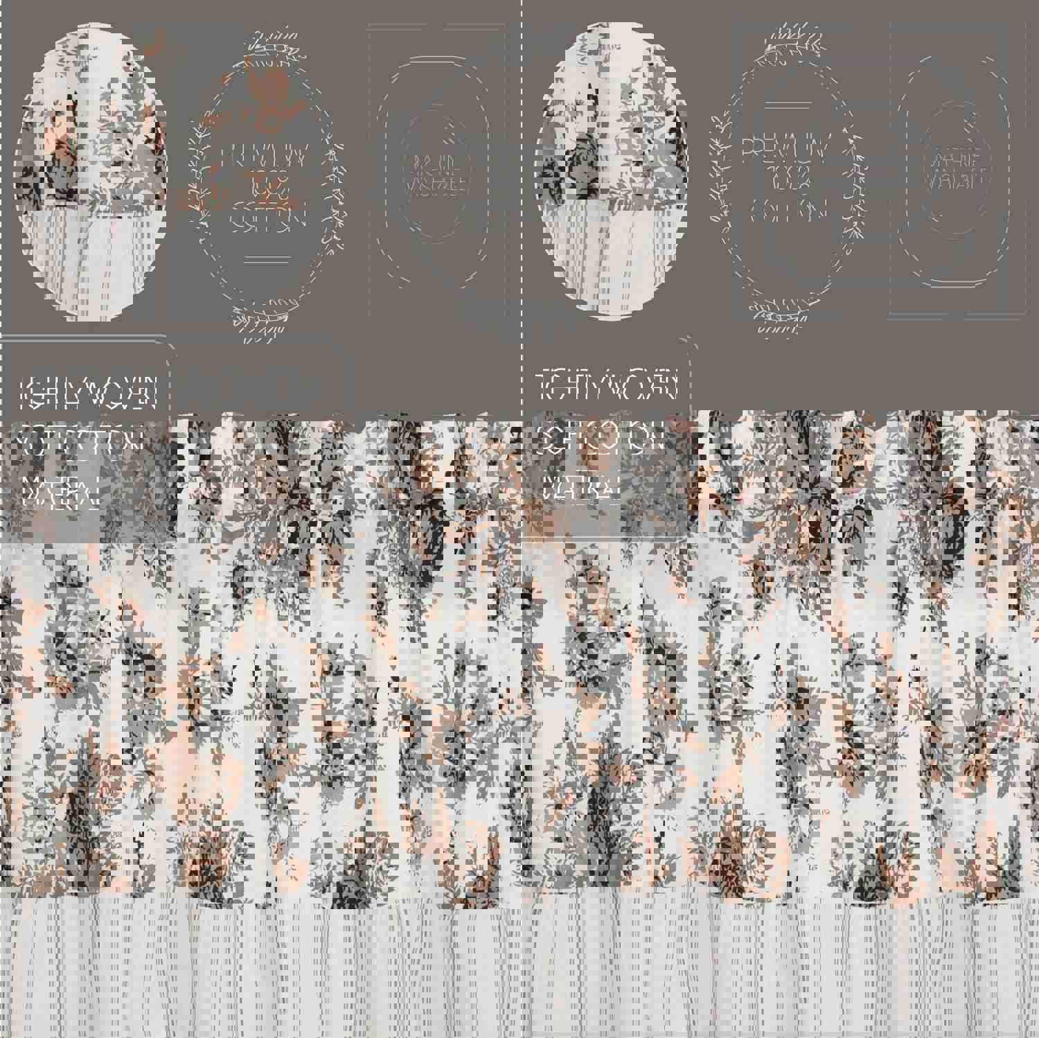 Annie Portabella Floral Ruffled Valance Curtain 16x72 - French Country Style