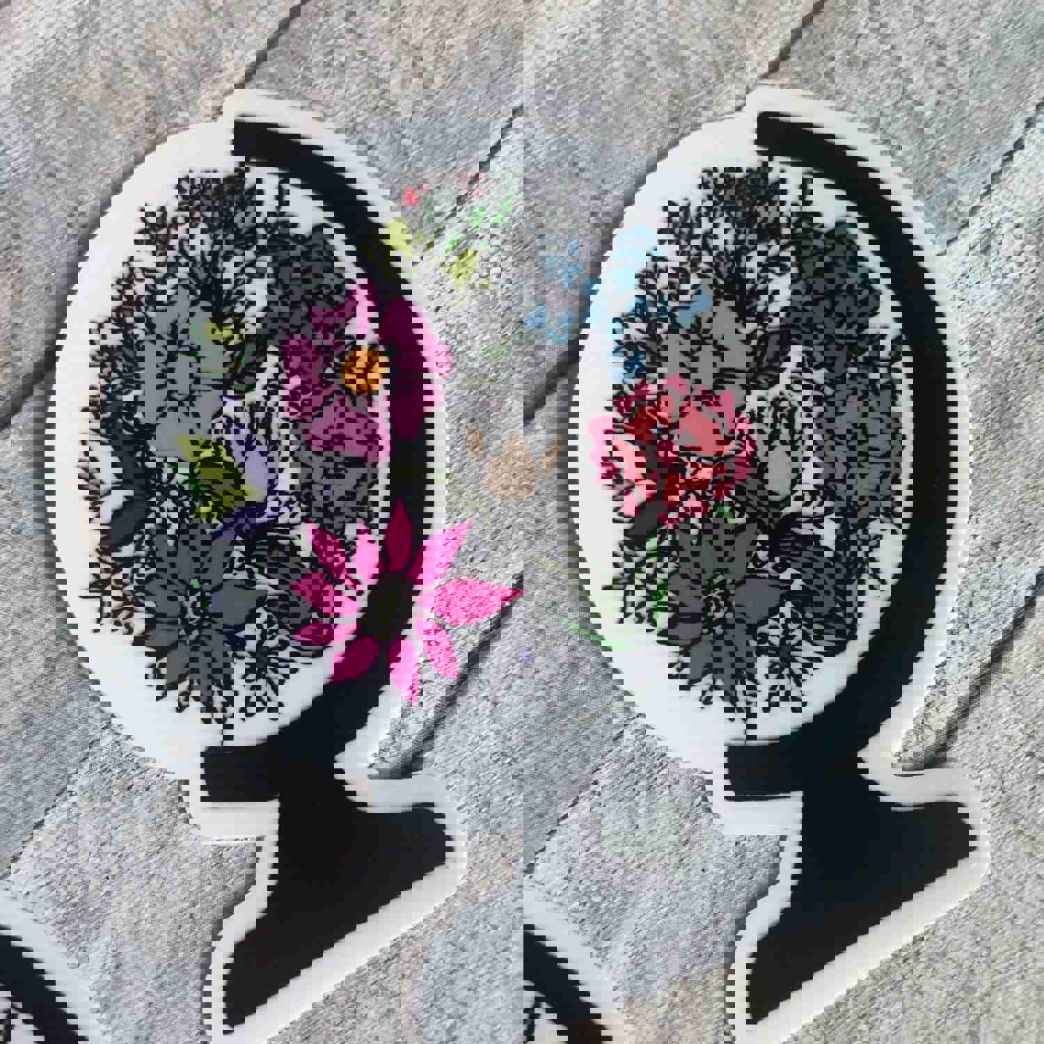 Flower Globe Sticker Decal for Laptops and Water Bottles