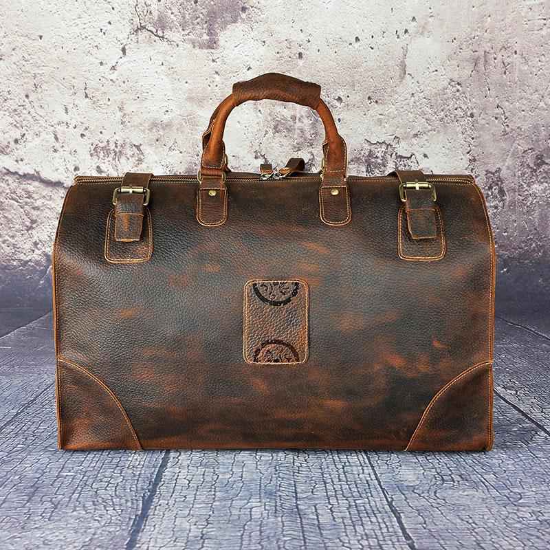 Leather Men's Doctor Bag Weekender Travel Duffle Bag