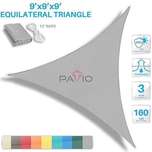 Patio Paradise 20 x 20 x 20 Beige Sun Shade Sail Triangle Canopy - UV Block Fabric for Outdoor Use