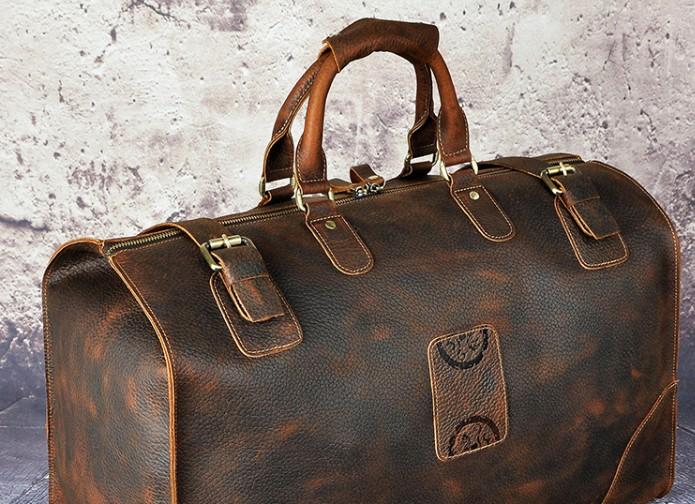 Leather Men's Doctor Bag Weekender Travel Duffle Bag