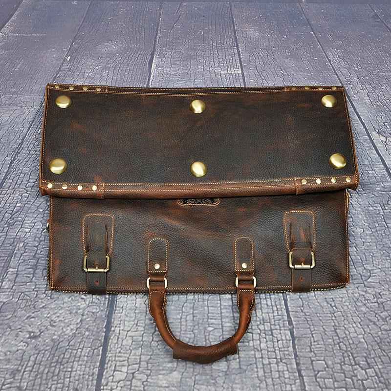 Leather Men's Doctor Bag Weekender Travel Duffle Bag