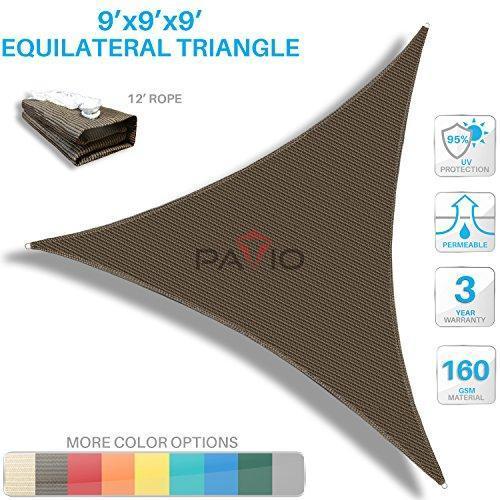 Patio Paradise 20 x 20 x 20 Beige Sun Shade Sail Triangle Canopy - UV Block Fabric for Outdoor Use
