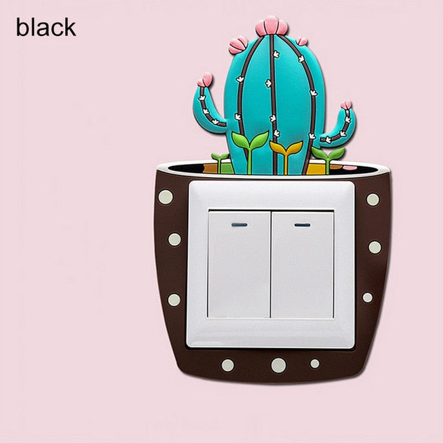 1pcs Cartoon Animal Unicorn Flamingo Silicone Luminous Switch Outlet Wall Sticker