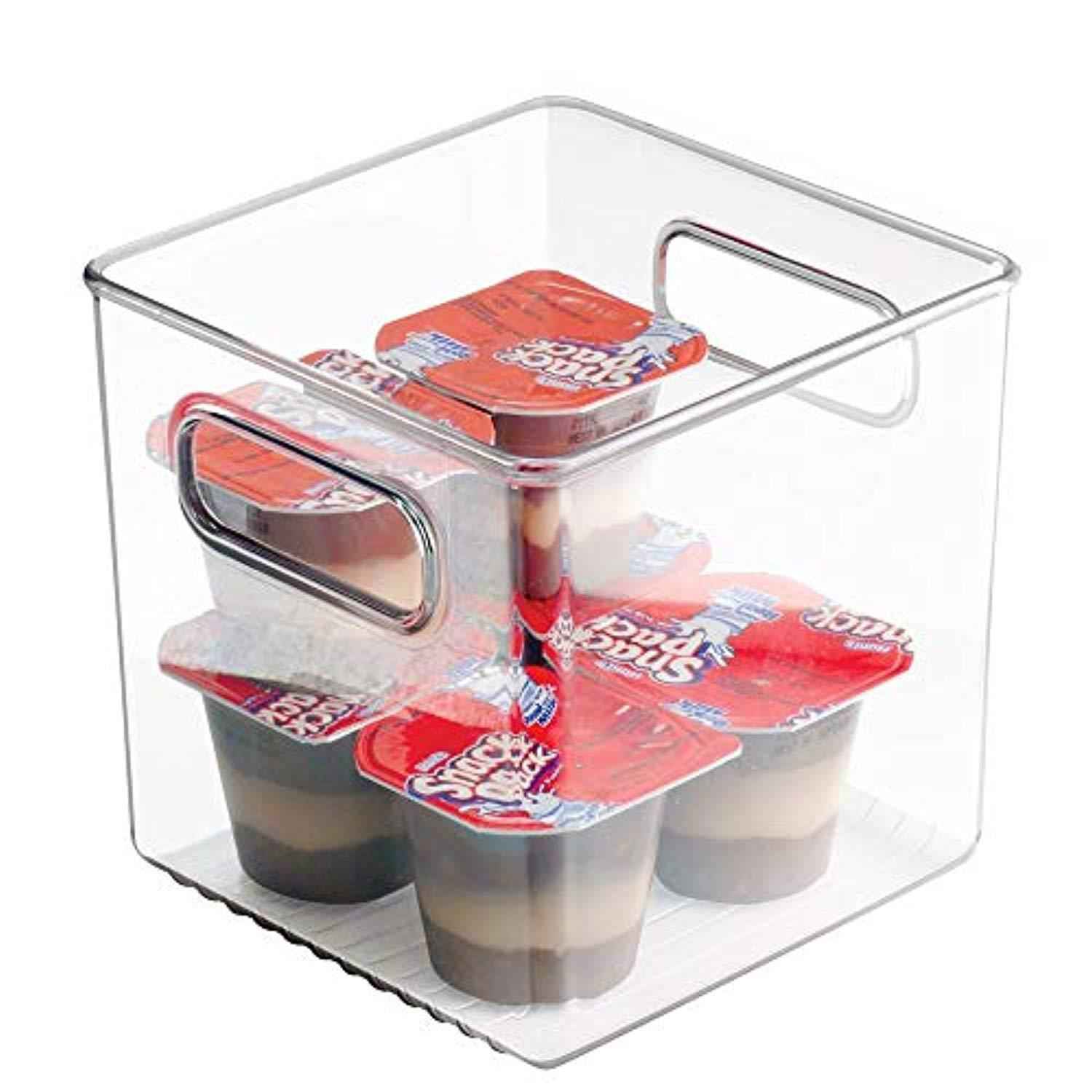 mDesign Plastic Kitchen Pantry Cabinet Organizer Bins - 2 Pack, Clear