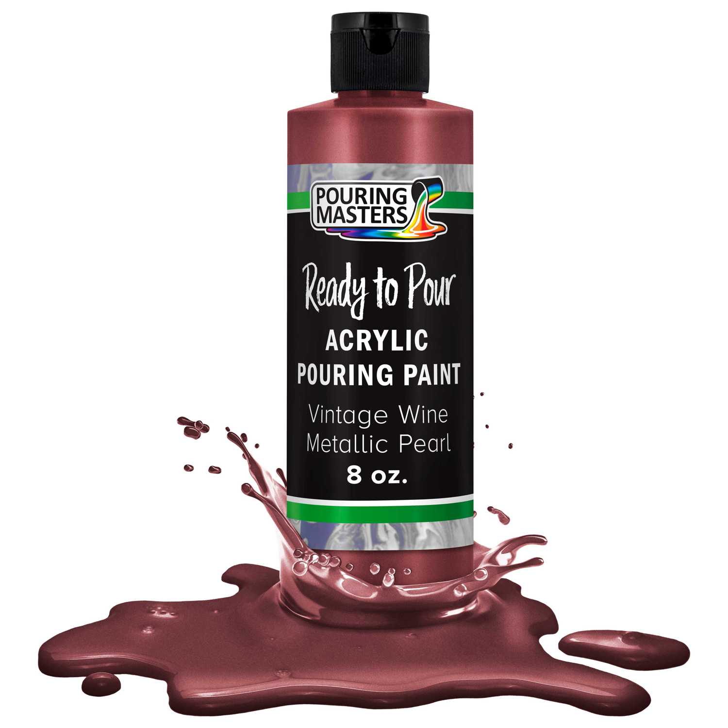 Vintage Wine Metallic Acrylic Ready to Pour Paint - Premium 8-Ounce Water-Based for Canvas, Wood, Crafts