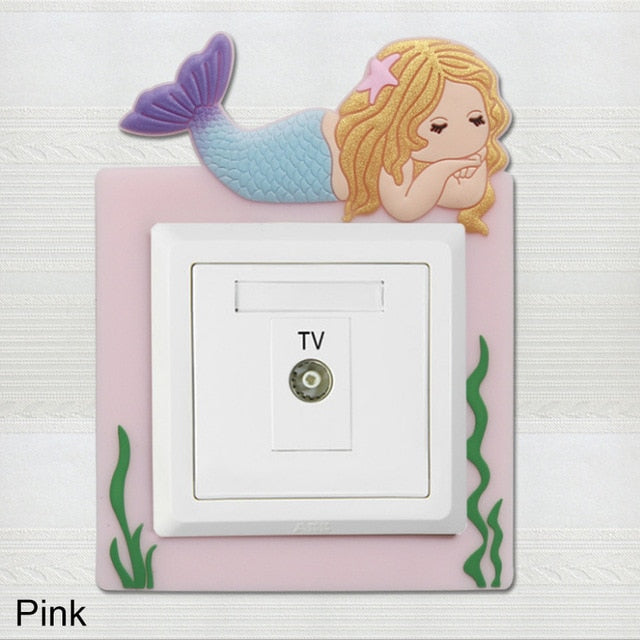 1pcs Cartoon Animal Unicorn Flamingo Silicone Luminous Switch Outlet Wall Sticker