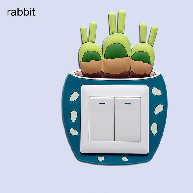 1pcs Cartoon Animal Unicorn Flamingo Silicone Luminous Switch Outlet Wall Sticker