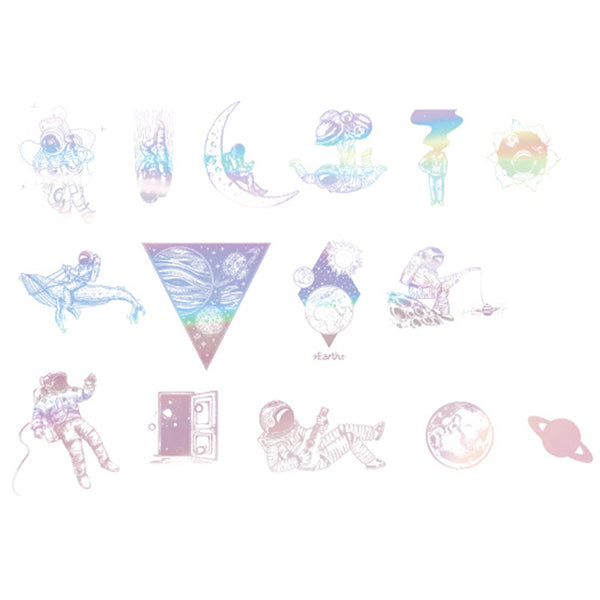 Magical Astronaut Cosmic Roaming Stickers - 45pcs Holographic Space Travel Stickers for Crafts