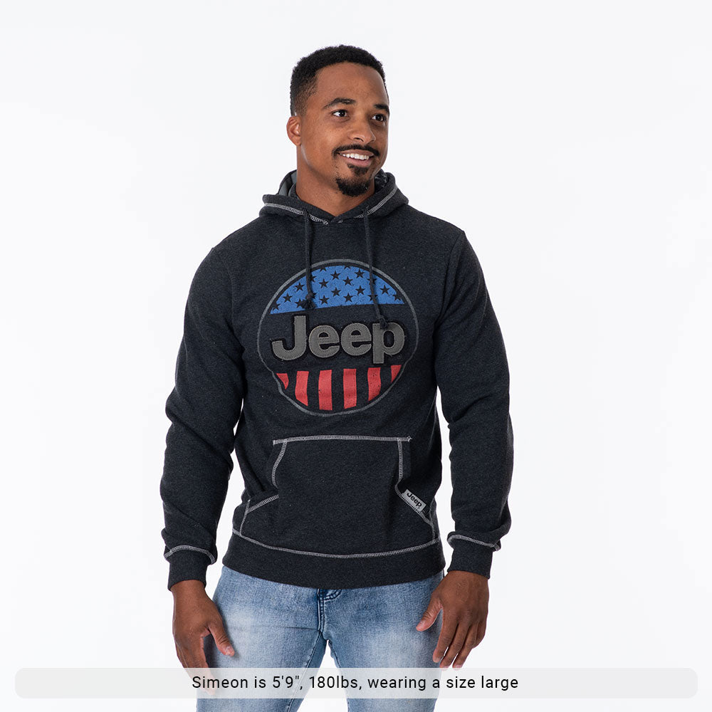 Jeep USA Oval Flag Accent Hoodie - Patriotic Cotton Blend Hoodie with Double Hood Design