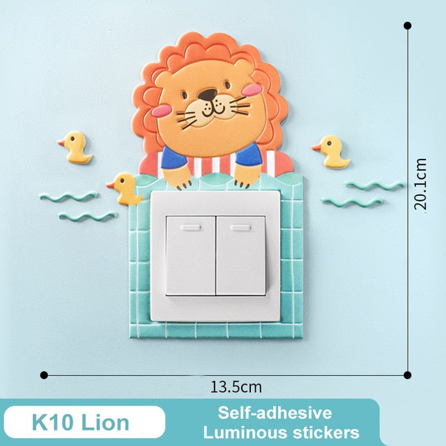 1pcs Cartoon Animal Unicorn Flamingo Silicone Luminous Switch Outlet Wall Sticker