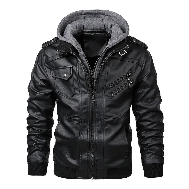 Nukty Autumn Winter Men's PU Leather Jacket - Casual Biker Outerwear
