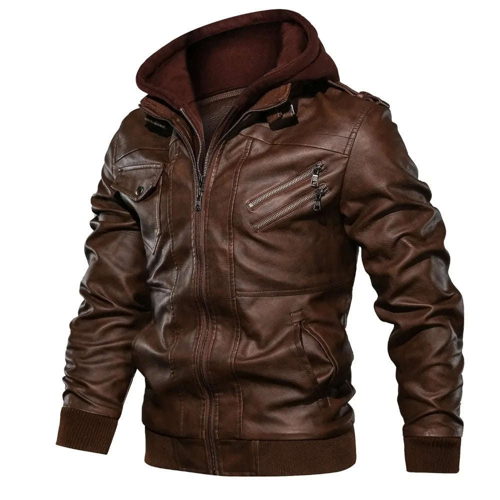 Nukty Autumn Winter Men's PU Leather Jacket - Casual Biker Outerwear