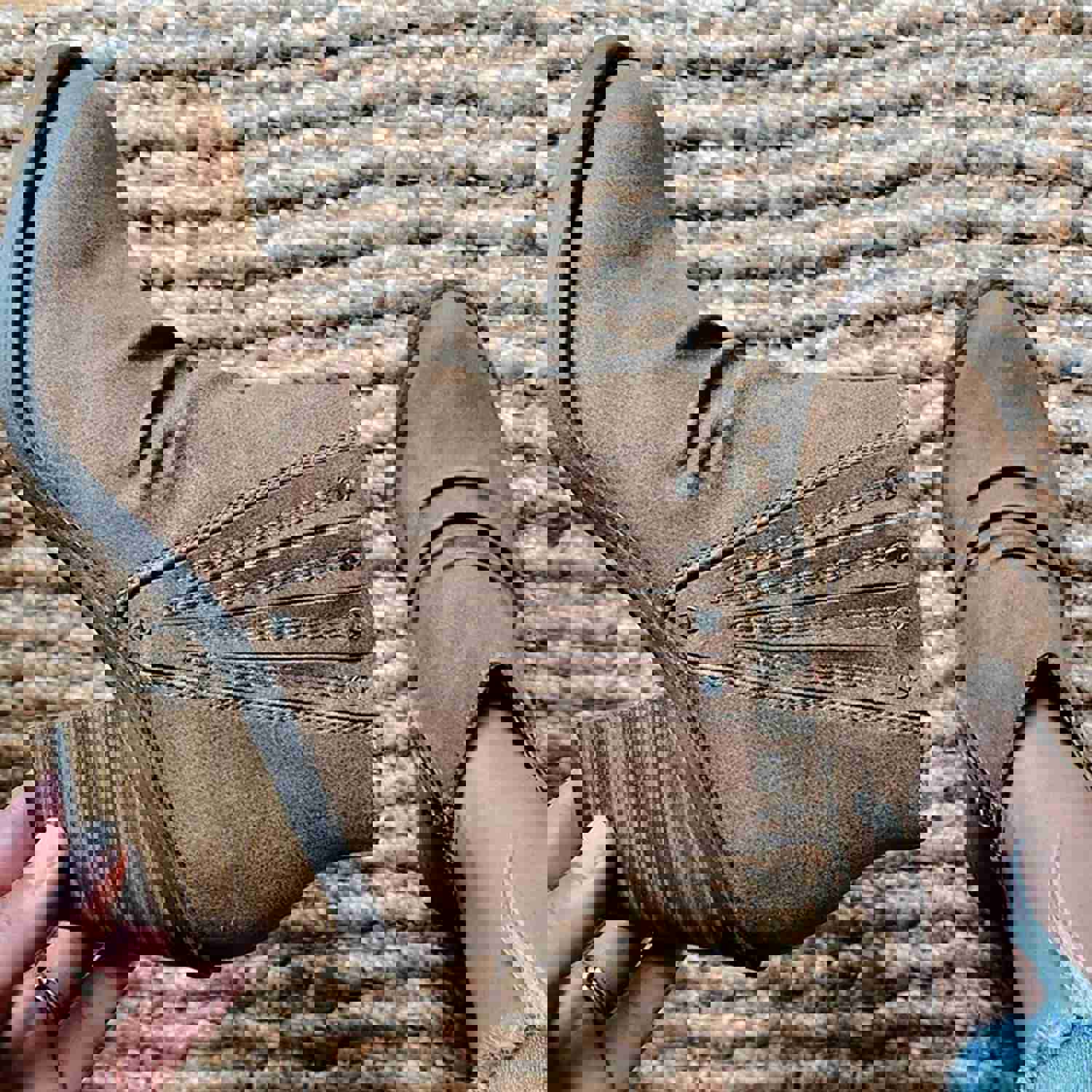 Women's Cowboy Boots - Embroidered Floral Ankle Boots with Pointed Toe