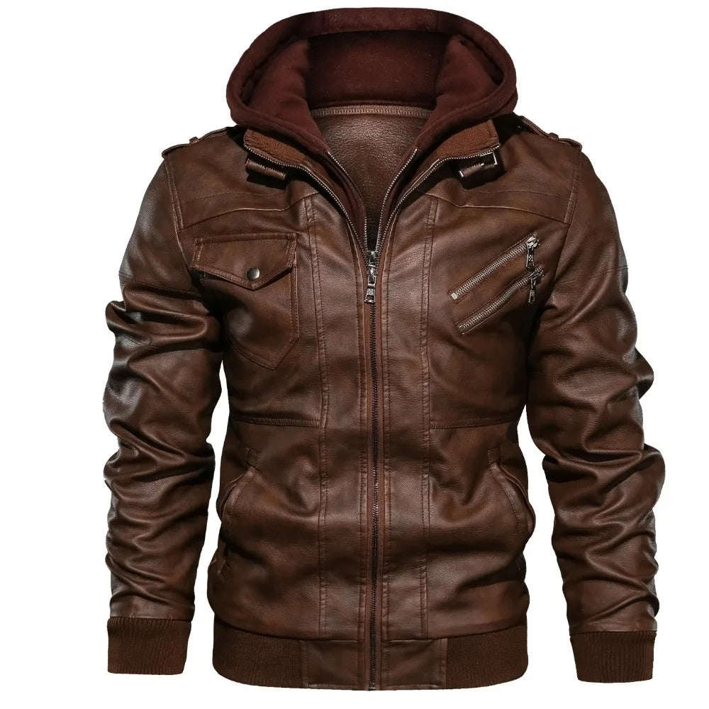 Nukty Autumn Winter Men's PU Leather Jacket - Casual Biker Outerwear