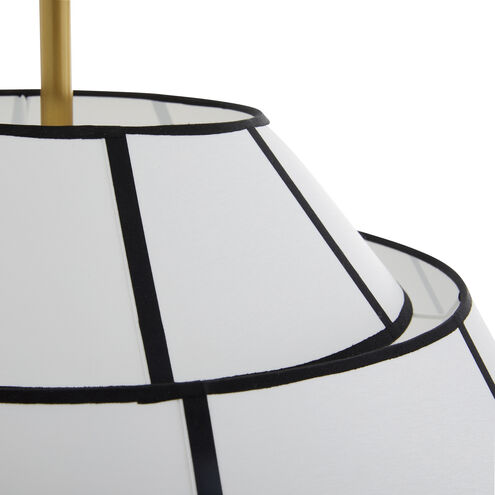 Morten Pendant - Three-Tier White Linen Pendant Light with Black Graphic